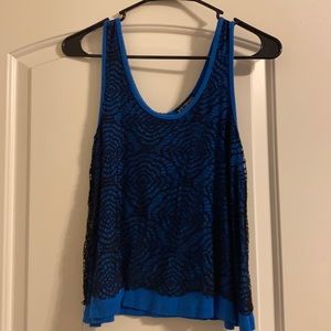 Blue and black tank top